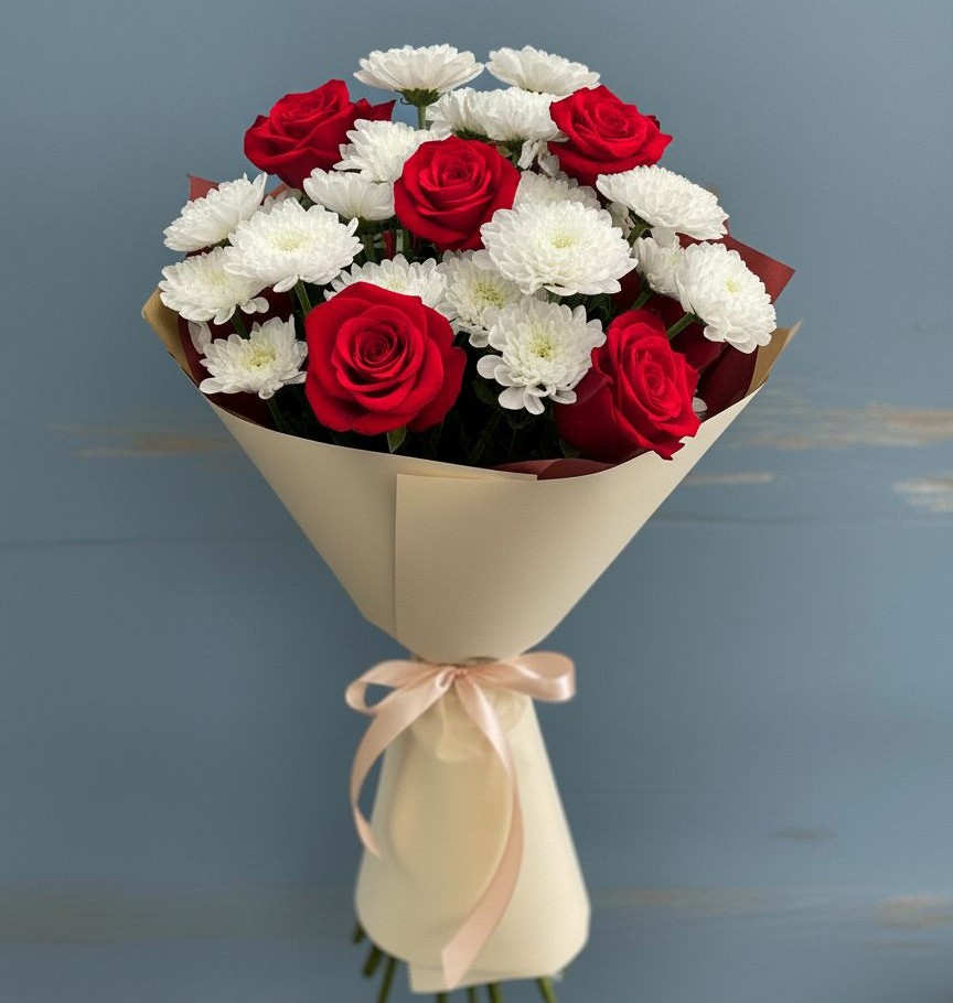 Букет цветов из: Розы и Хризантемы в Венгерово