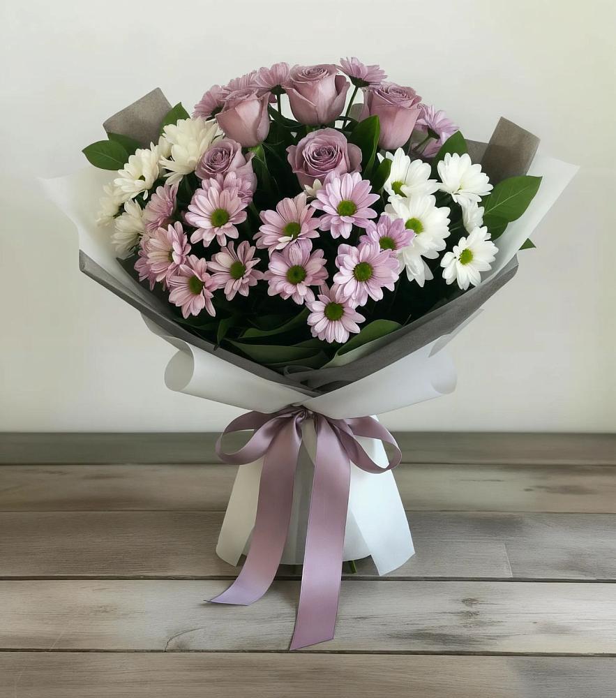Букет цветов из: Хризантемы и Розы в Венгерово
