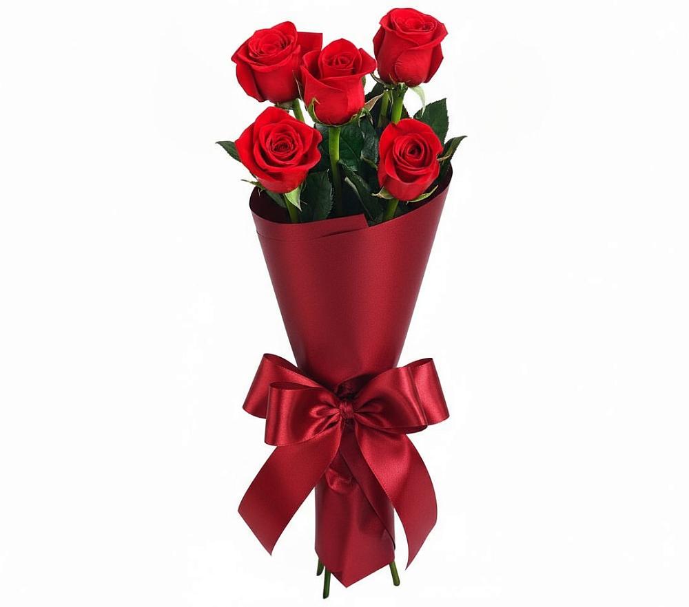 Букет 5 Красных роз Эдлесс Лав в Венгерово