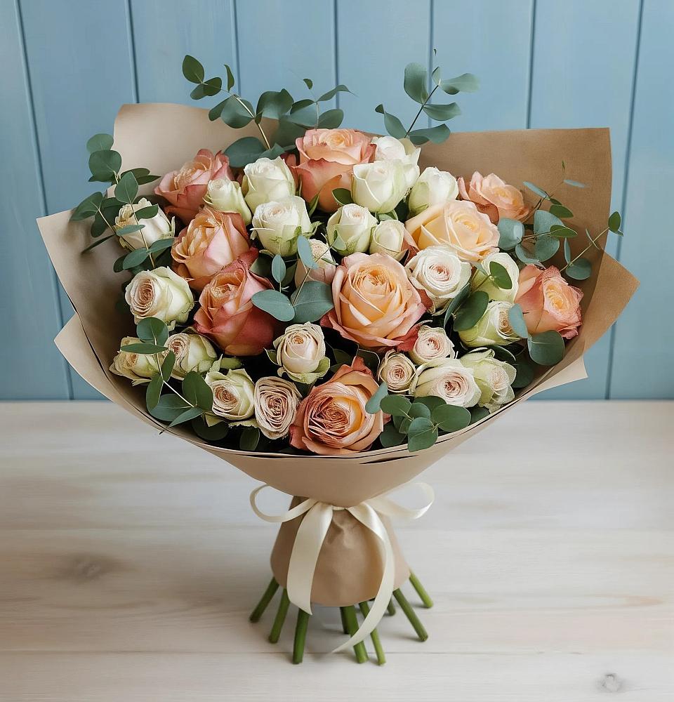 Букет цветов из: Альстромерии и Розы в Венгерово