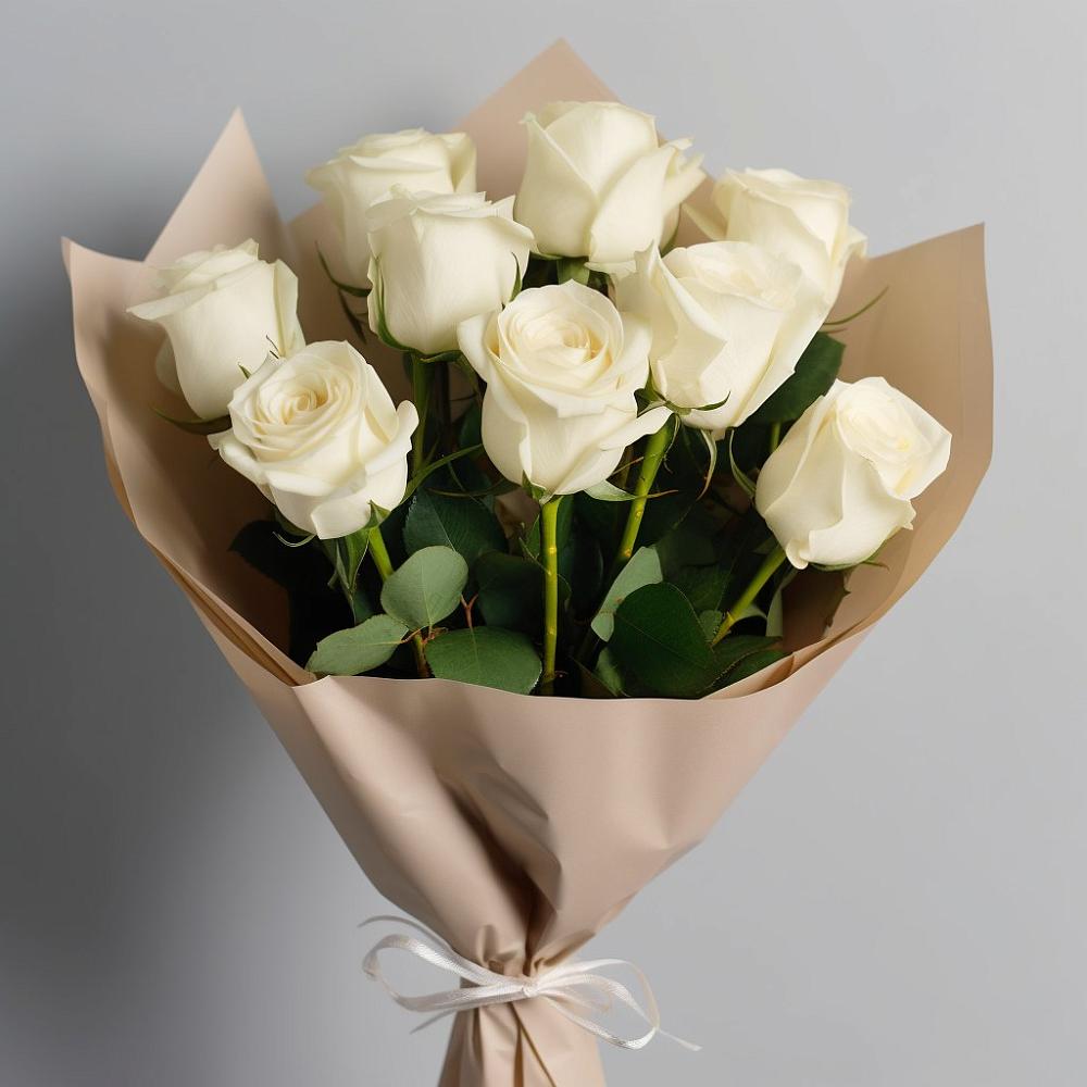 Букет 9 Белых роз Эдлесс Лав в Венгерово