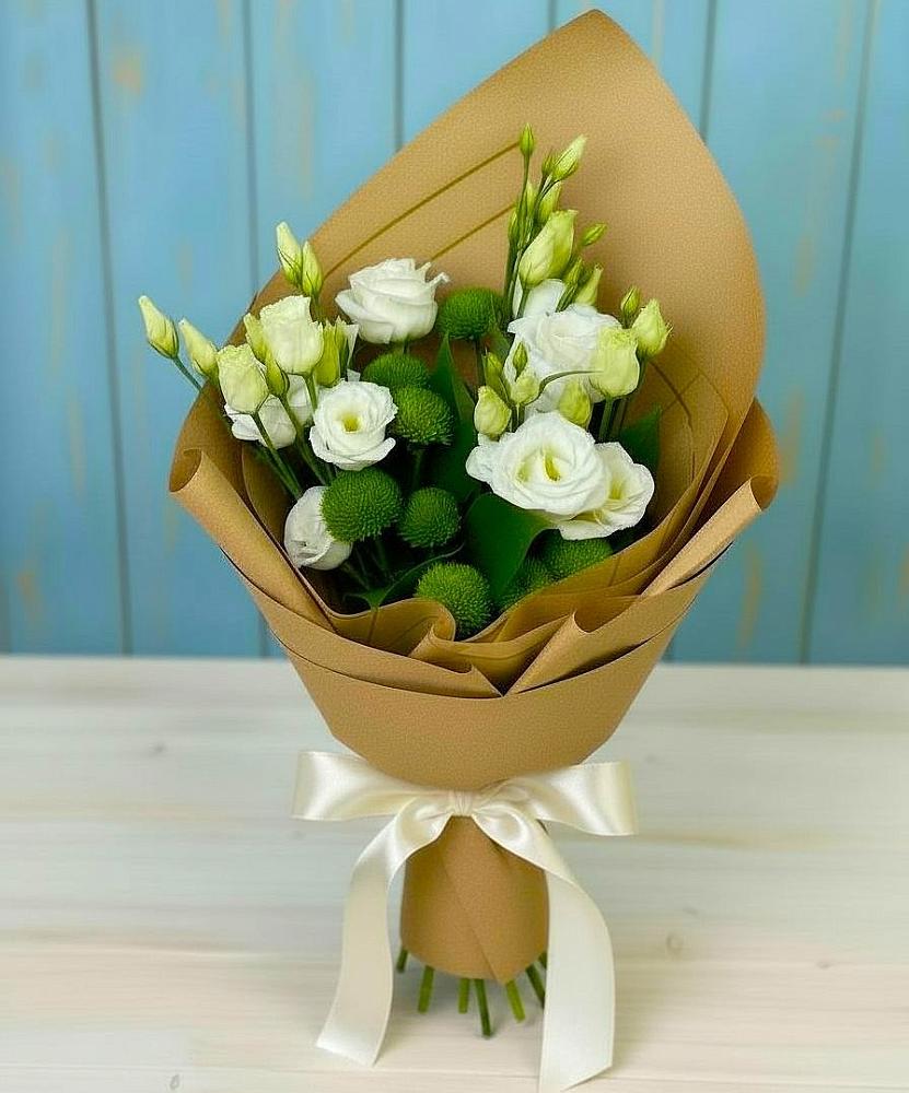 Букет цветов из: Хризантемы и Лизиантусы в Венгерово