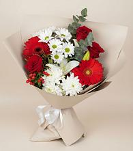 Букет цветов из:  Розы, Хризантемы, Герберы и Лилии в Венгерово