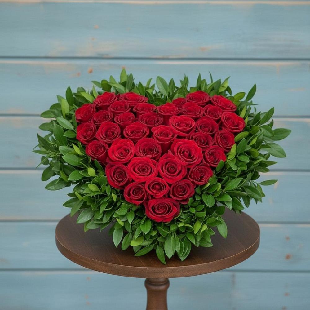 Цветочная композиция из Розы в виде сердца в Венгерово