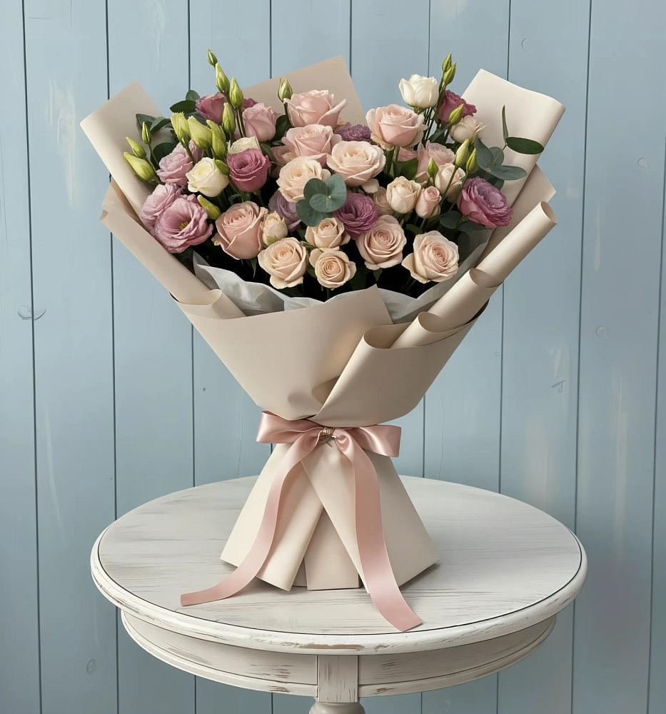 Букет цветов из: Розы и Лизиантусы в Венгерово