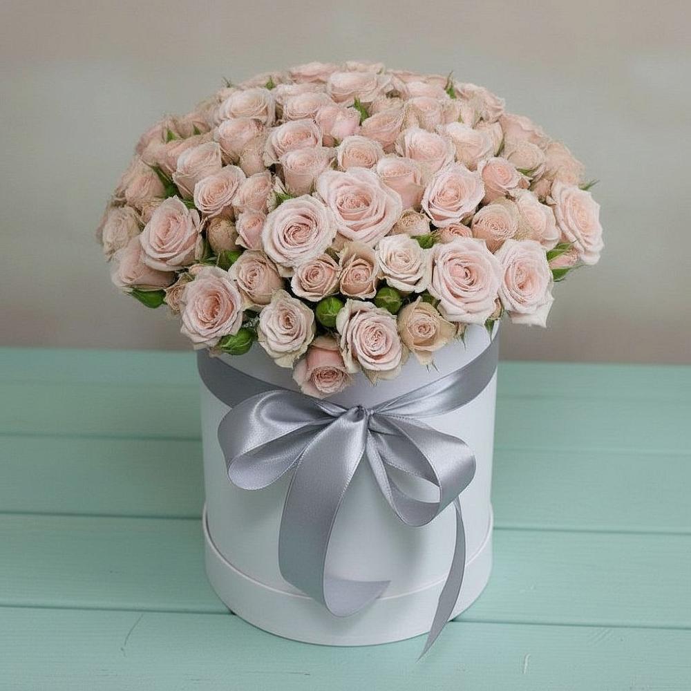 Цветочная композиция из Розы в шляпной коробке в Венгерово