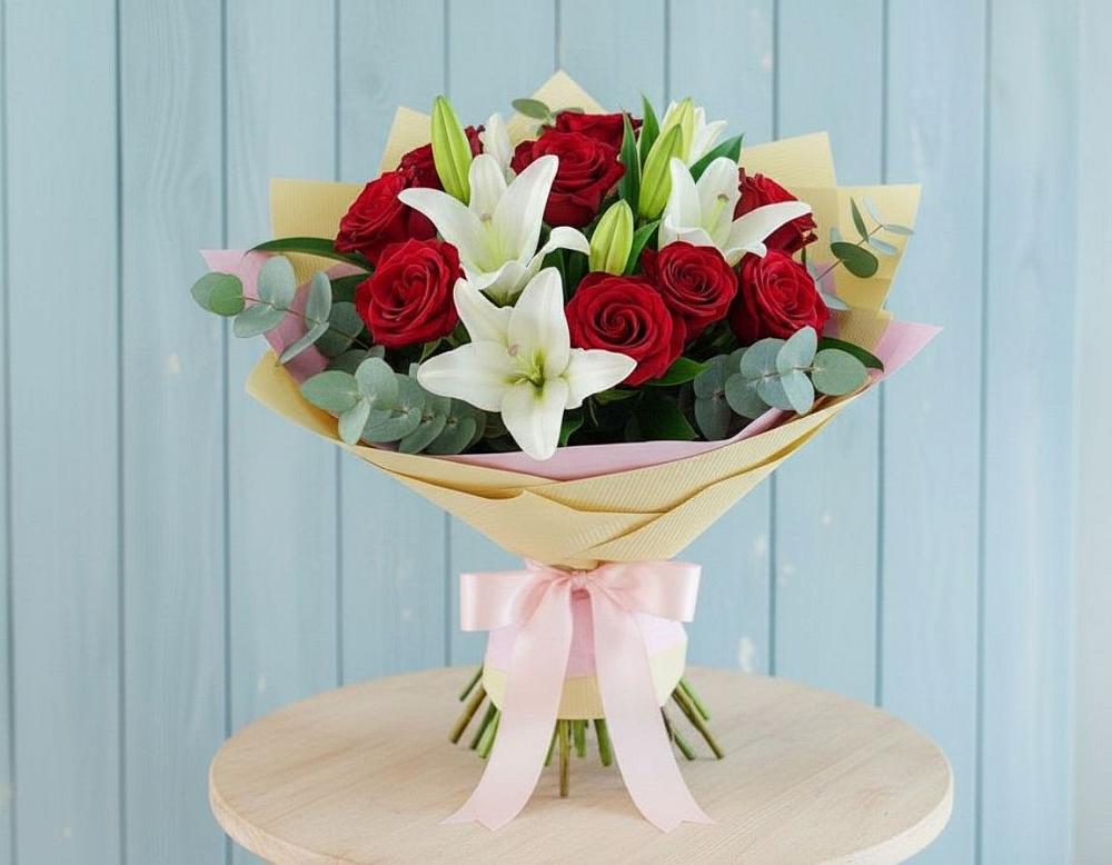 Букет цветов из: Лилии и Розы в Венгерово